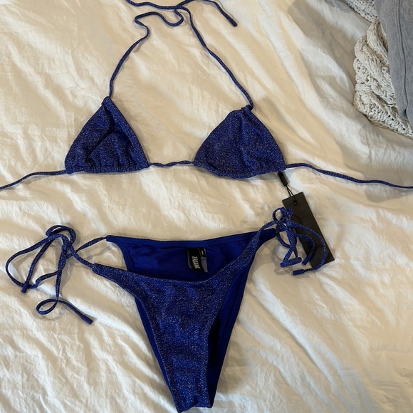 Blue Sparkly Triangl Bikini - NEVER WORN - Picture 5 of 9